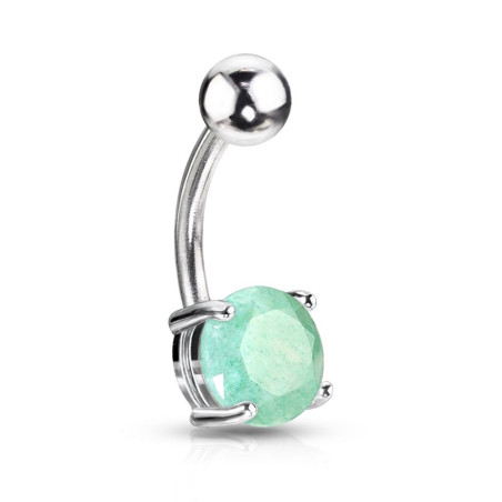 Piercing nombril acier chirurgical Pierre naturel semi-précieuse Jade véritable