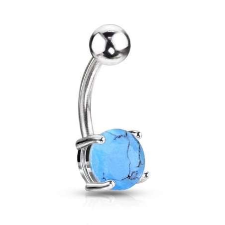 Piercing nombril pierre naturel semi-précieuse turquoise discret griffée