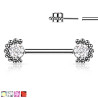 Piercing téton en titane fixation clip cristal simple perlé