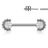 Piercing téton en titane fixation clip cristal simple perlé