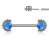 Piercing téton en titane fixation clip opale simple perlé bleu