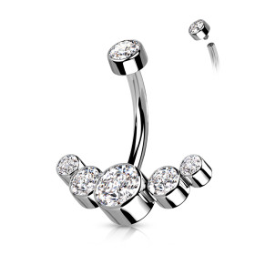 Piercing nombril en titane serti de 5 CZ blanc