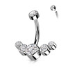 Piercing nombril en titane serti de 5 CZ blanc
