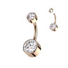 Piercing nombril titane or rose CZ 4 et 6mm