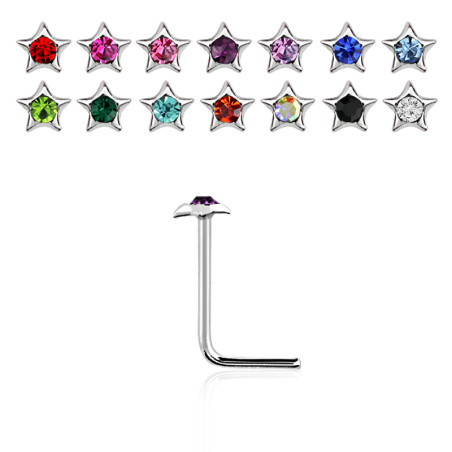 Piercing nez argent étoile strass couleur