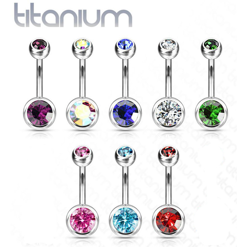 Piercing nombril simple avec strass bille 6mm