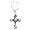 Faux piercing téton forme anneau pendentif croix cristal blanc