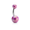 Piercing nombril bille acrylique effet métallique violet