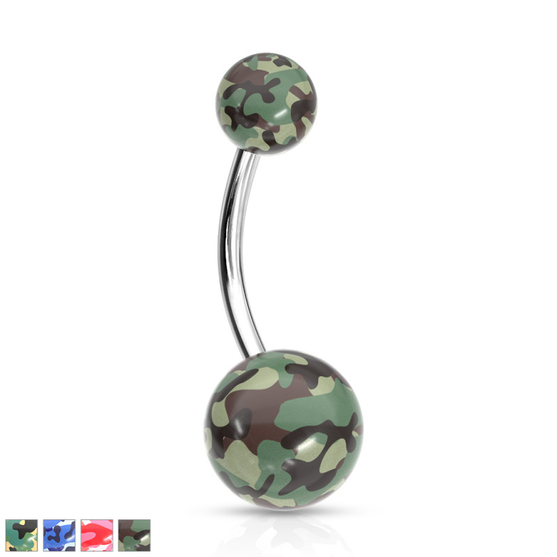 Piercing nombril bille camouflage en acrylique