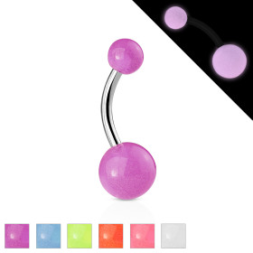 Piercing nombril acier bille phosphorescent