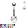 Piercing nombril double strass en acier chirurgical