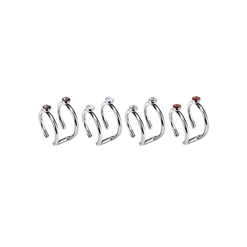 Faux piercing cartilage triple anneau acier - Faux piercing oreille