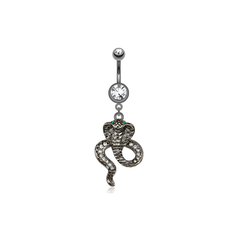 Piercing nombril en acier serpent pendant