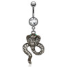 Piercing nombril en acier serpent pendant