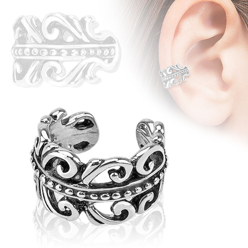 Bague d'oreille fantaisie style tourbillons sculptés