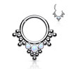 Piercing anneau 3 cristaux opale blanche perlé en grappe