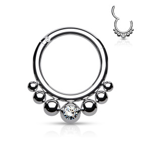 Piercing anneau en titane perlé avec un strass