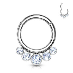 Piercing anneau en titane 5 perle CZ