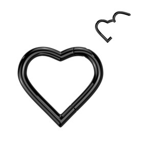 Piercing anneau en titane noir forme cœur
