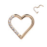 Piercing anneau en titane or rose forme cœur avec CZ