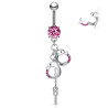 Piercing nombril pendant avec menotte CZ en acier chirurgical