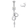 Piercing nombril pendant avec menotte CZ en acier chirurgical