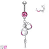 Piercing nombril pendant avec menotte CZ en acier chirurgical