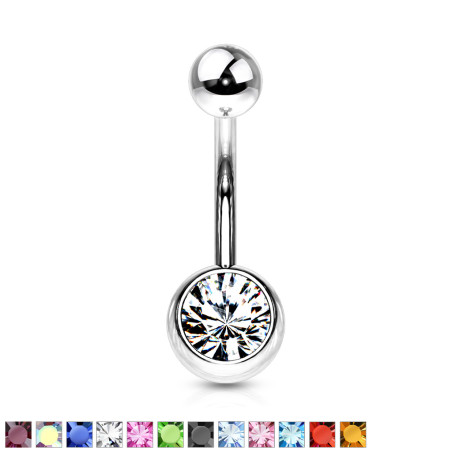 Piercing nombril strass simple en acier chirurgical