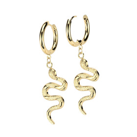 Boucles d'oreilles doré créoles articulées pendentif serpent