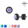 Boucles d'oreilles simple noir pierre d'opale