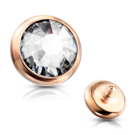 Microdermal disque or rose cristal rond 5mm