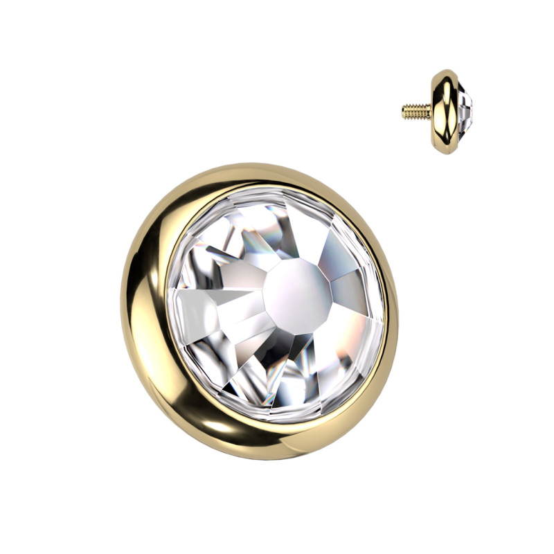 Microdermal disque en doré cristal rond 4mm en 1.2mm