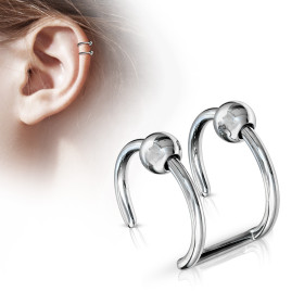 Faux piercing cartilage oreille double anneaux billes