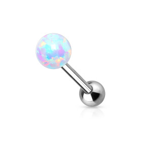 Piercing nombril bille opale blanche 5mm