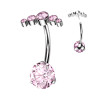 Piercing nombril en titane CZ Swarovski rose