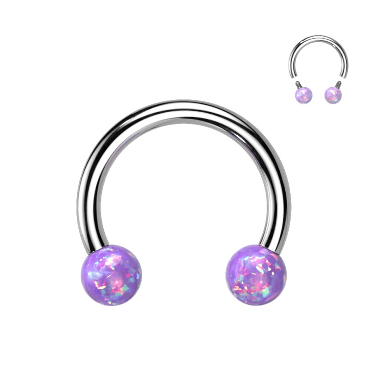 Piercing Fer à cheval en acier chirurgical bille d'opale violet
