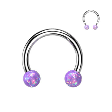 Piercing Fer à cheval en acier chirurgical bille d'opale violet