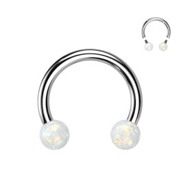 Piercing Fer à cheval en acier chirurgical bille d'opale blanc