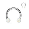 Piercing Fer à cheval en acier chirurgical bille d'opale blanc