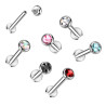 Piercing labret en titane CZ bille 3mm