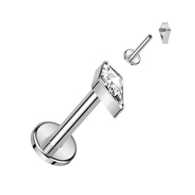 Piercing labret en titane diamant CZ