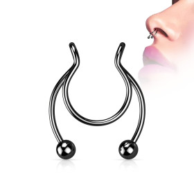 Faux piercing septum en acier chirurgical noir