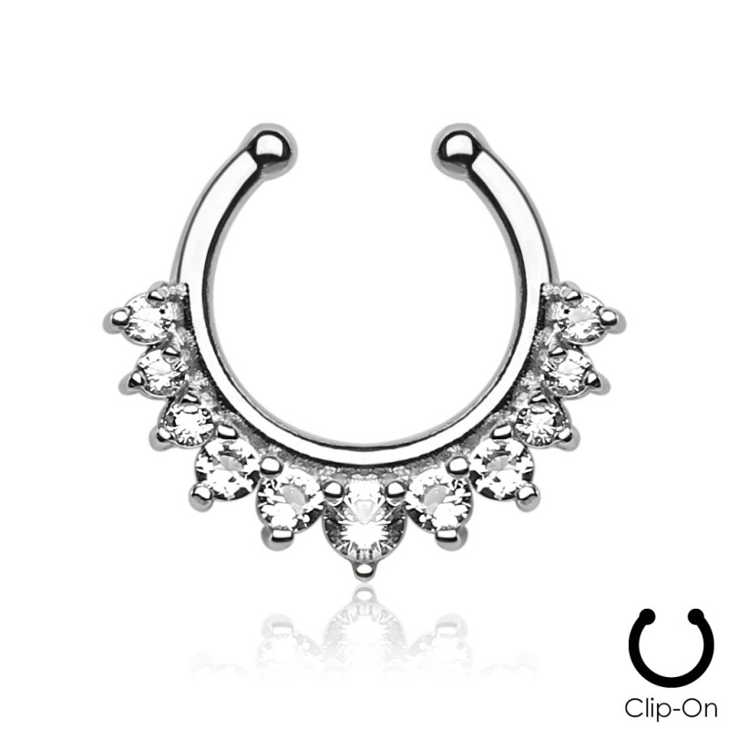 Faux piercing septum couronne CZ