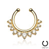 Faux piercing septum couronne CZ doré