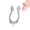 Faux piercing septum en acier chirurgical 3 CZ