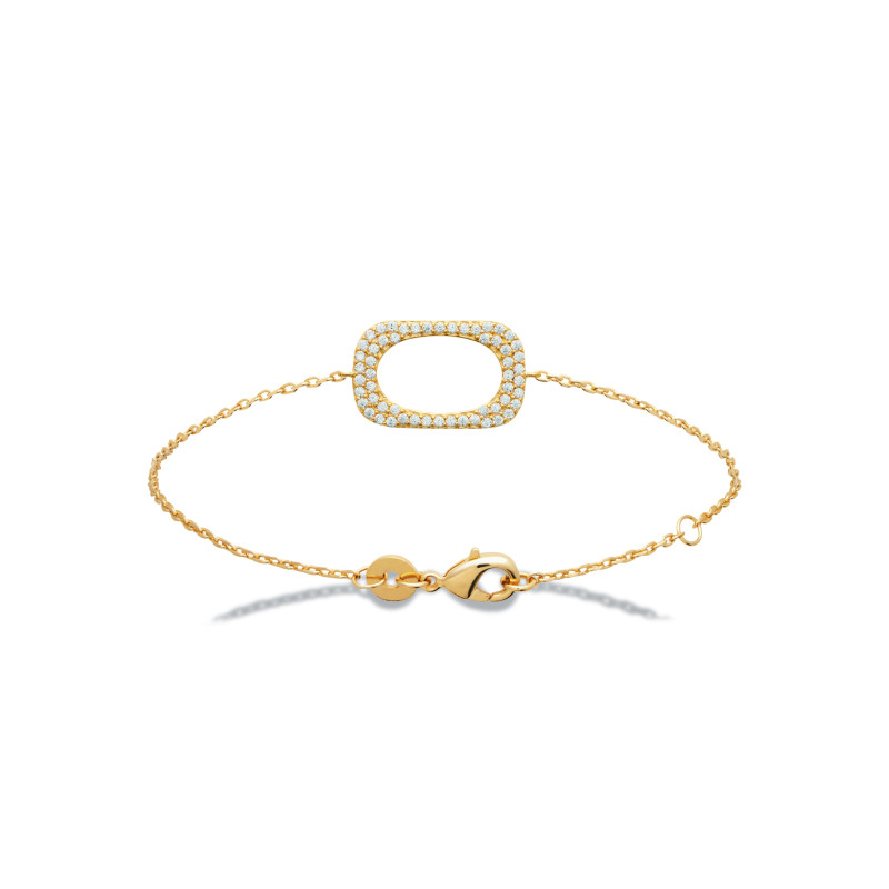 Bracelet rectangle CZ plaqué or