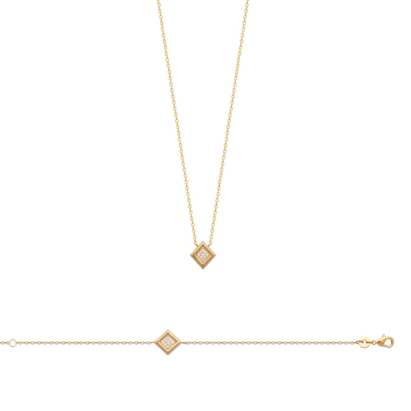 Collier Carré Doré Vermeil 18K - Marque MaR Jewelry - Neuf Avec étiquettes - Pour Femme