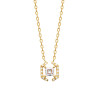 Collier solitaire avec gros strass CZ plaqué or