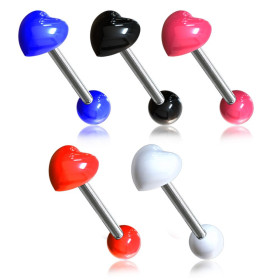 Piercing langue coeur fluo