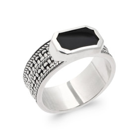 Bague pierre noir rectangle...